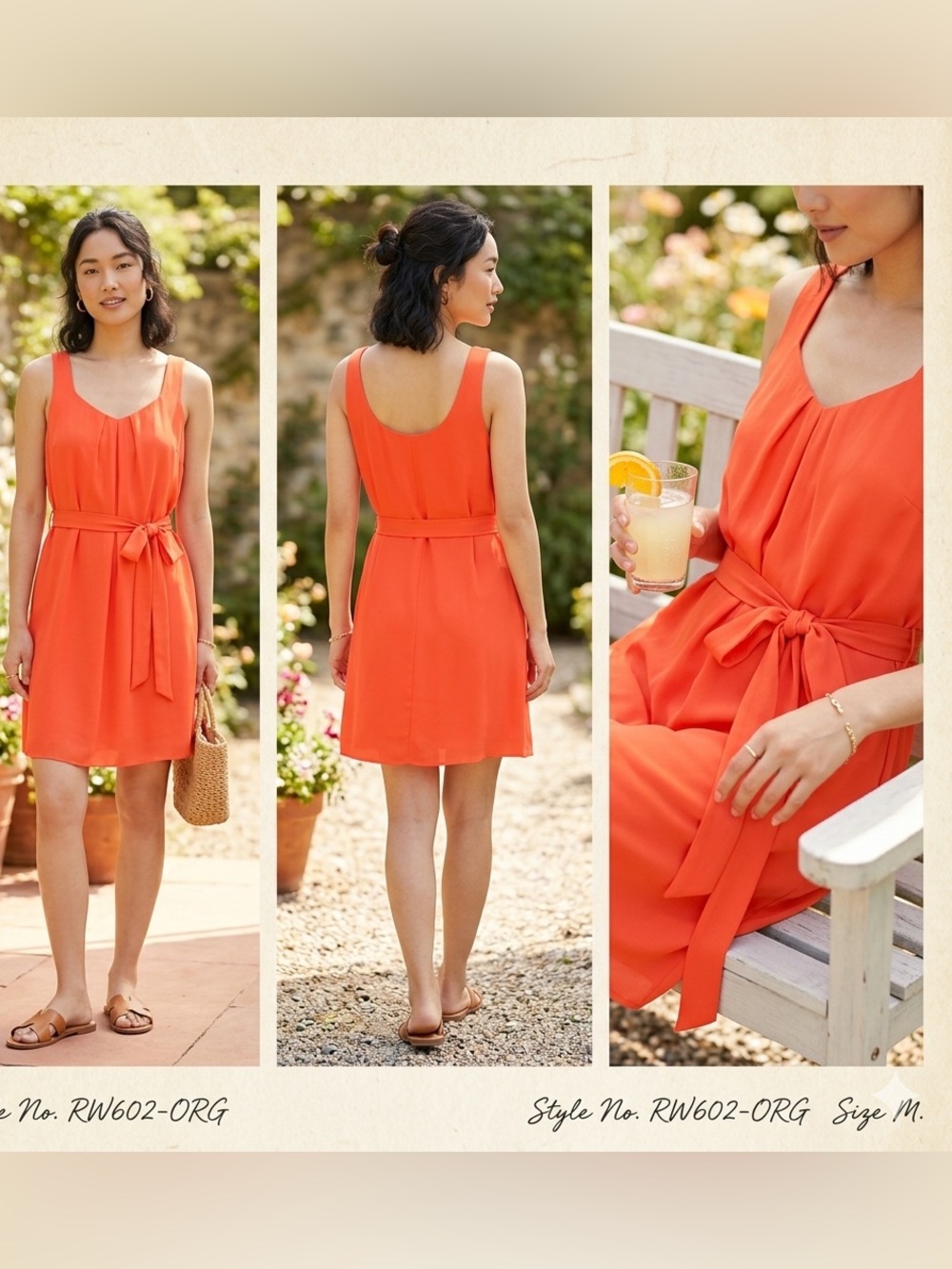 RW&CO.  Coral orange sleeveless LINED Dress—-Medium A++